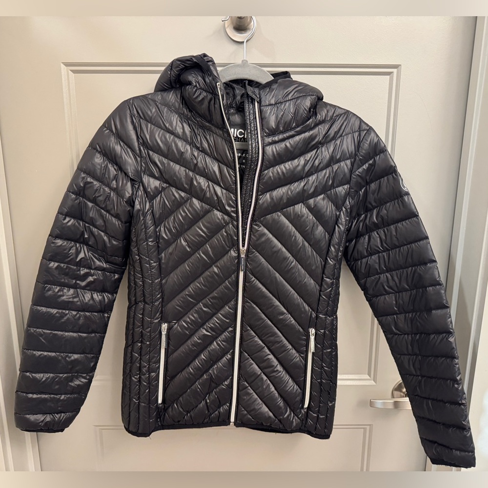 Michael Kors Down Packable Puffer Jacket - Black with Silver zippers